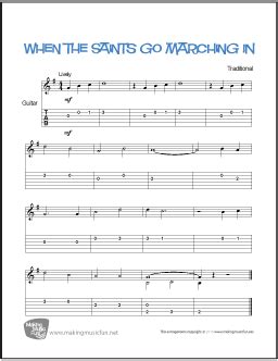 When the Saints Go Marching In | Free Beginner Guitar Sheet Music (TAB)