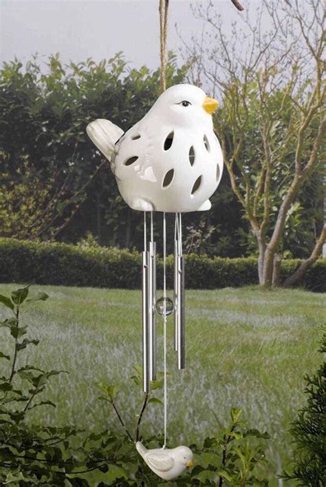 Ceramic Bird Wind Chime Light in White Solar | Wind chimes, Ceramic ...