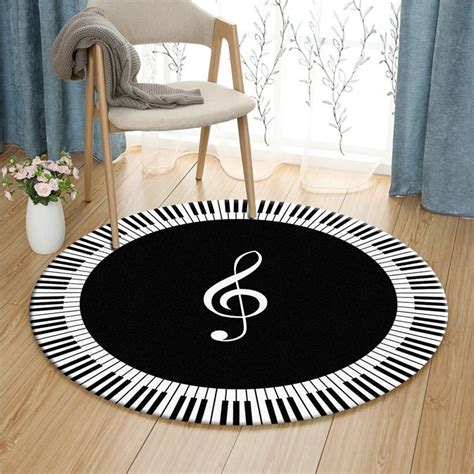 Aliexpress.com : Buy Many Color polBlack White Piano Notes Modern Floor Rug Mats Round Living ...