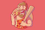Caveman Pizza | Food Illustrations ~ Creative Market