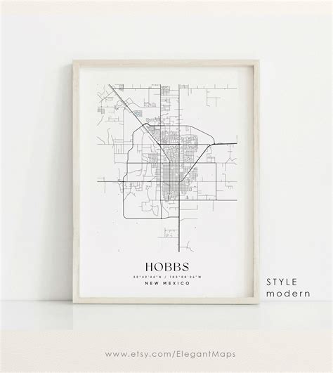 Hobbs New Mexico Map Hobbs NM Map Hobbs City Print Hobbs - Etsy