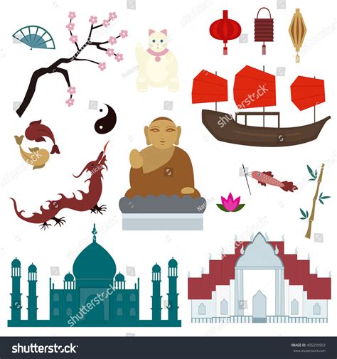 Asia Symbols Set Asian Signs Flat 스톡 벡터(로열티 프리) 405259903 | Shutterstock