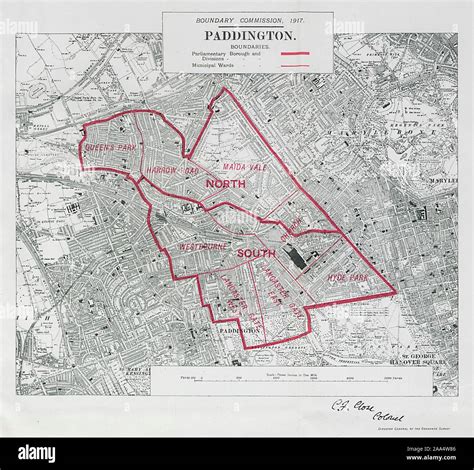 Paddington Parliamentary Borough. Bayswater. BOUNDARY COMMISSION 1917 old map Stock Photo - Alamy