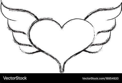 Figure heart with wings symbol love art Royalty Free Vector