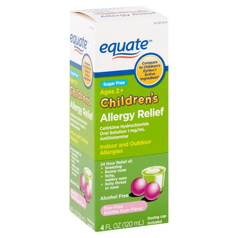 Equate Children's Allergy Relief Cetirizine HCl Oral Solution, Bubble ...