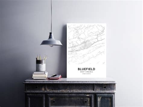 Bluefield Map Print Bluefield Map Poster Wall Art Va City - Etsy