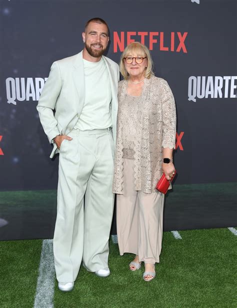 Travis Kelce and Mom Donna Kelce at the Quarterback Premiere | POPSUGAR Celebrity