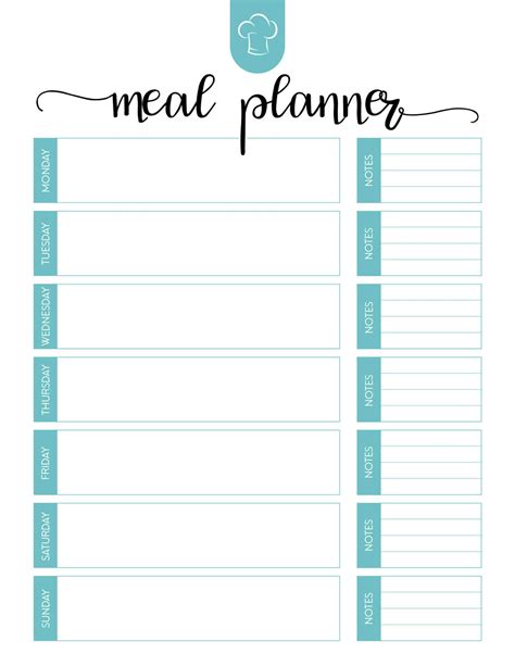 Free Printable Meal Planner Set – The Cottage Market Regarding Blank ...