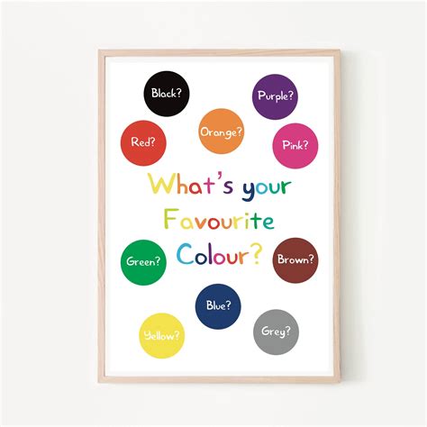 Favourite colour kids print educational | Etsy