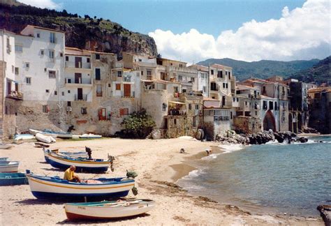 Cefalù, Italy. Beach and houses on Mediterranean sea. | Sicily tours, Cefalu, Italy vacation