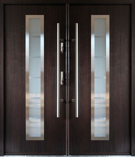 IN STOCK: Stainless Steel Modern Entry Double Door, Wenge Finish - Contemporary - Front Doors ...