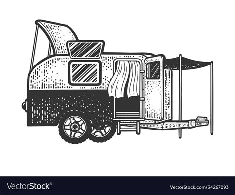 Caravan camper trailer sketch Royalty Free Vector Image