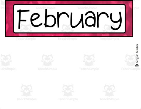 February Love Theme Calendar Pieces by Teach Simple