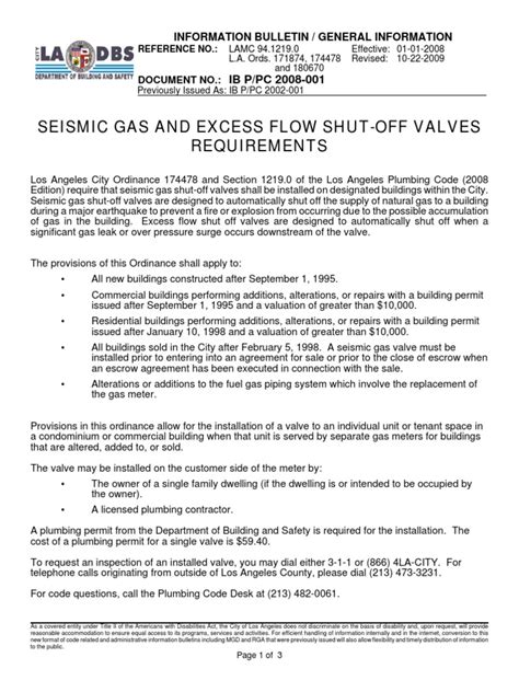 Seismic Gas Shut-Off Valve Requirements | PDF | Valve | Plumbing