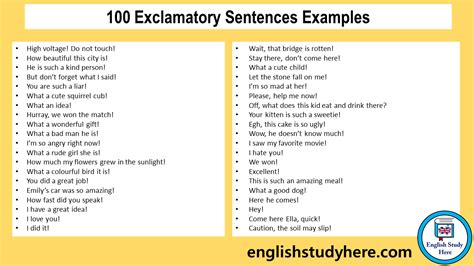 100 Exclamatory Sentences Examples in English - English Study Here