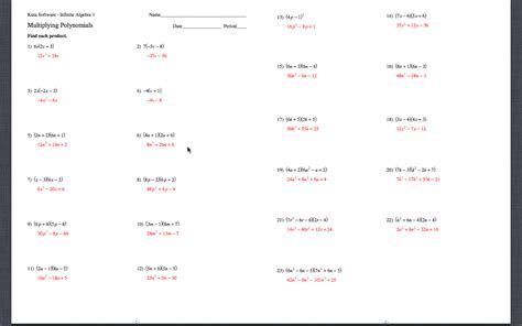 Gyles.Summer.Math.2013: Monomial, Binomial, Polynomial Multiplication WorkSheet Answers