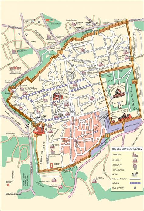 Old city Jerusalem map - Map of old city Jerusalem (Israel)