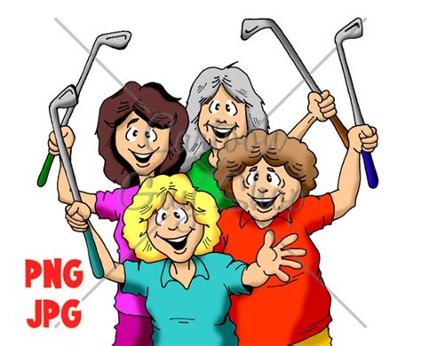 Golf Clipart Woman Golfers PNG JPG Cartoon Image - Etsy Australia