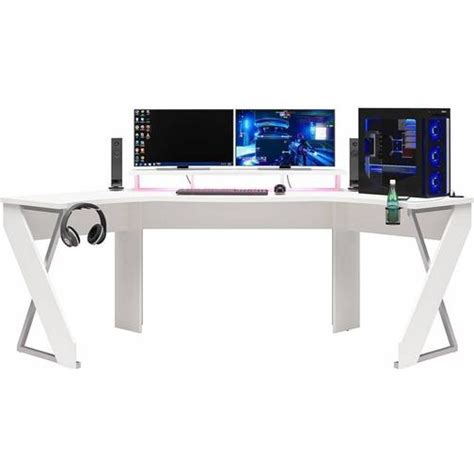 Xtreme Gaming Corner Desk with Riser & Led Light Kit White - NTENSE • Price