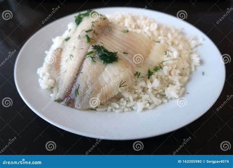 Steamed Fish with Rice and Dill Stock Photo - Image of gourmet, cuisine ...