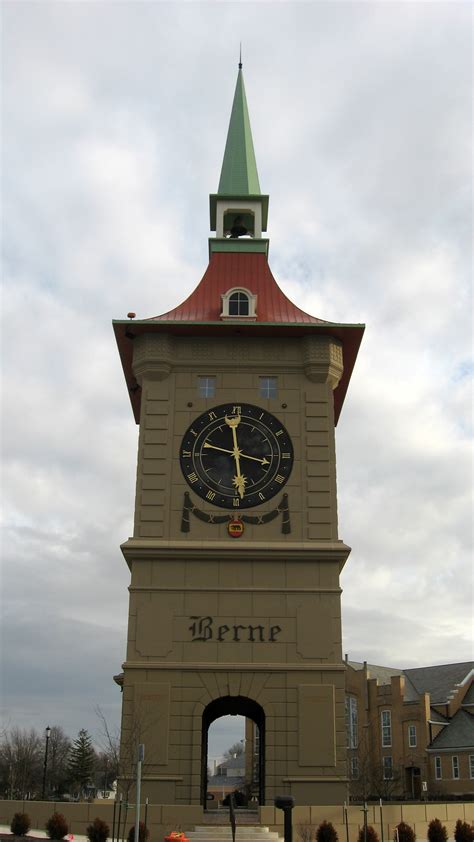 Clock tower in downtown Berne in Indiana image - Free stock photo - Public Domain photo - CC0 Images