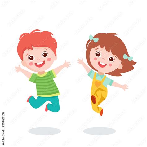 Fototapeta Cartoon Children Jumping On White Background Vector ...