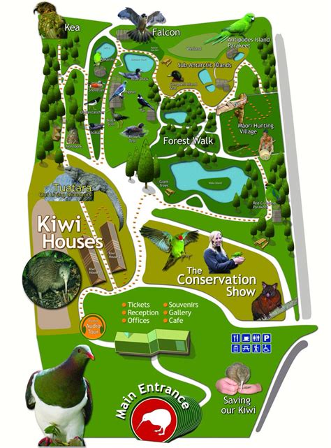 Kiwi Birdlife Park map | New zealand, Kiwi, Queenstown