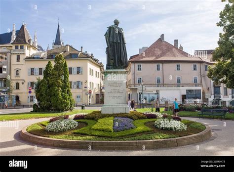 FRANCE HAUTE-SAVOIE (74) , CITY OF THONON-LES-BAINS, CASTLE SQUARE ...