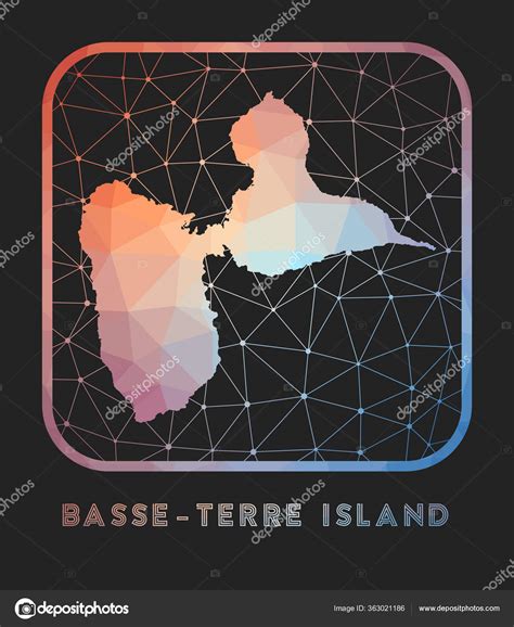 BasseTerre Island map design Vector low poly map of the island BasseTerre Island icon in Stock ...