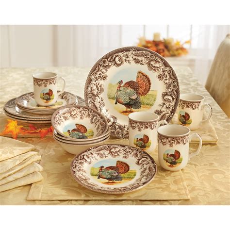 16-Pc. Turkey Dinnerware Set| Plus Size Thanksgiving | Fullbeauty