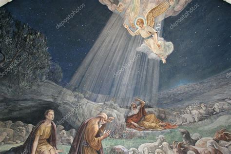 Angel of the Lord visited the shepherds and informed them of Jesus' birth Stock Photo by ...