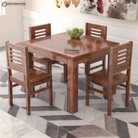 Diest Wooden 4 seater Dining Table Set - Decornation