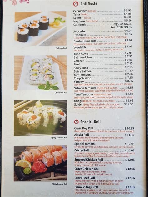 Menu at Mr.Sushi restaurant, Prince George