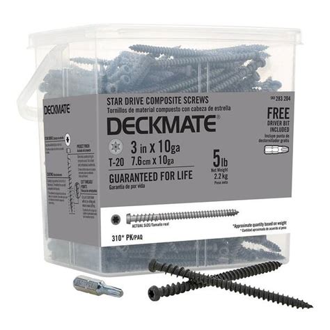 DECKMATE #10 3 in. Gray Star Pan-Head Composite Deck Screws 5 lbs.-Box (310-Piece) 115711 - The ...