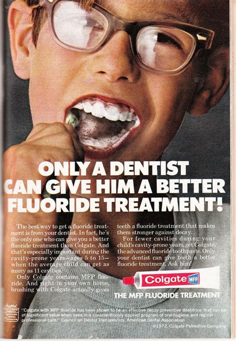 1973 Colgate ad | Colgate, Dentist in, Fluoride treatment