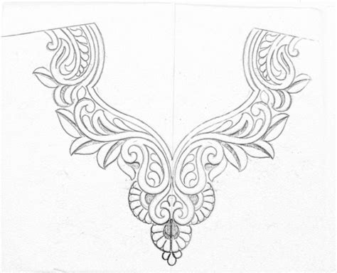 Blouse necks designs Drawings for hand emroidery/pencil sketch neck design for blouse ...