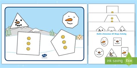 Build a Snowman 2D Shape Activity (Teacher-Made) - Twinkl