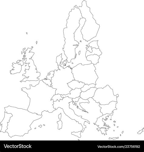 Thin black outline map of european union - eu Vector Image