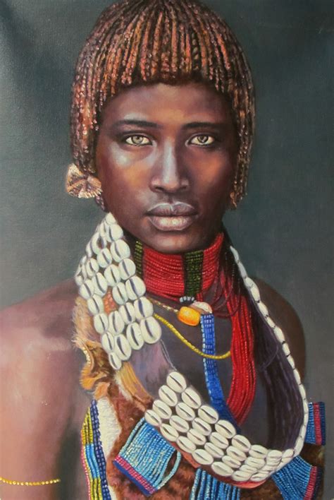 Hamar Tribe, Ethiopia, Painting by Gemma Andrews | Artmajeur