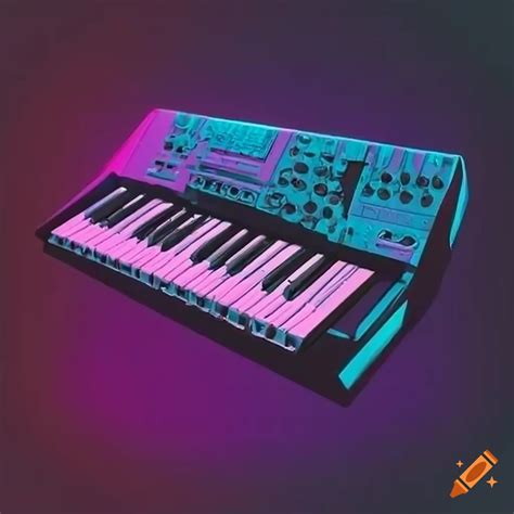 Vaporwave style synthesizer keyboard on Craiyon