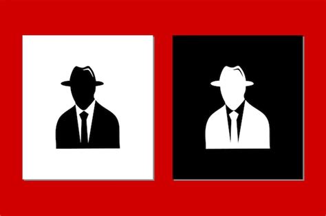 Premium Vector | Gangsters silhouette in black and white logo icon vector design