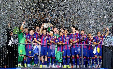 Barcelona Lift Uefa Champions League Trophy Editorial Stock Photo ...