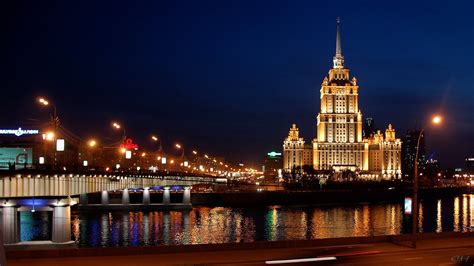 Wallpaper Moscow River Bridge Night : Wallpapers13.com