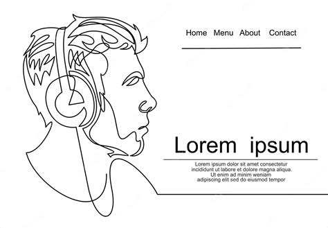 Premium Vector | Profile portrait of man in headphones - continuous ...