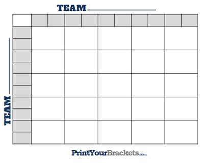 Free Printable Football Squares - Play Football Squares