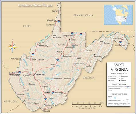 Map of the State of West Virginia, USA - Nations Online Project