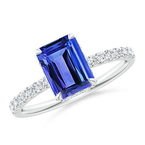 Emerald-Cut Tanzanite Engagement Ring with Diamonds