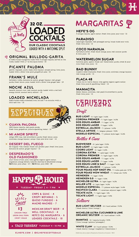 Scottsdale Drink Menu - EL HEFE