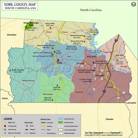 York County Map, South Carolina