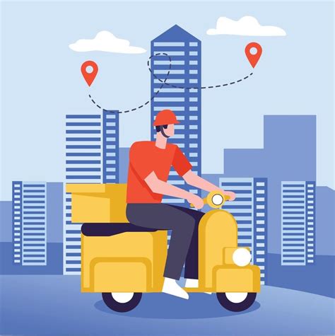 Delivery man with bike illustration concept vector 3367734 Vector Art ...